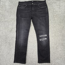 7 For All Mankind Jeans Mens 36x29 Black Paxtyn Stretch Skinny Distresse... - £22.92 GBP