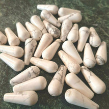 9mm x 22mm White Howlite Teardrop Beads (10) TEN BEADS - $3.96