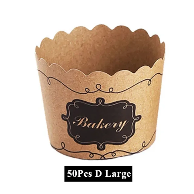 50 Pcs Cupcake Paper Cups Wrapper Baking Cake Cup (Set D - Large) - £8.30 GBP