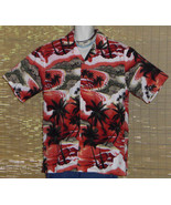 Jade Fashions Hawaiian Shirt Orange Red Black Islands Size XL - €18,71 EUR