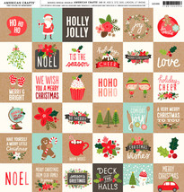 American Crafts - Pebbles - Merry Merry - Cardstock 12 x 12 Paper Pattern Simple - £33.34 GBP