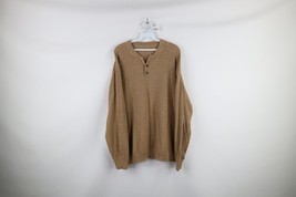 Vintage 90s Streetwear Mens Large Faded Thermal Waffle Knit Henley Sweat... - $39.55