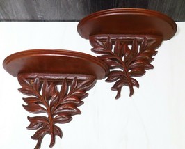 Wall Sconces Shelves Syroco Wood Syracuse Ornamental Co SET OF 2 Carved Leaves  - £59.67 GBP