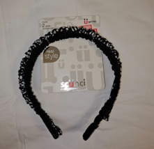 Scunci 2 Piece Headbands Black White Dot &amp; Velour Black Trend Alert NEW - £8.40 GBP