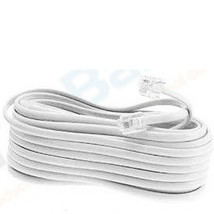 NEW 50 FT FOOT TELEPHONE PHONE EXTENSION CORD CABLE LINE WIRE WHITE RJ11... - £12.66 GBP