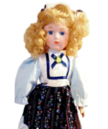 Heritage Mint Vintage Porcelain Doll 1988-89 Curly Blonde Hair White Blu... - $10.87