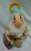 Walt Disney Snow White Bashful Dwarf 5&quot; Plush Stuffed Animal Toy Clip New - £11.84 GBP