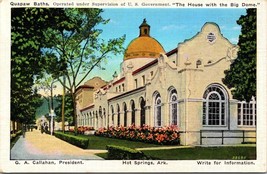 Arkansas Hot Springs Quapaw Baths House Biggest Dome 1930-1945 Vintage Postcard - £5.99 GBP