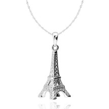 925 Sterling Silver 3D Paris Eiffel Tower Pendant Necklace Jewelry for Women 18&quot; - £61.99 GBP