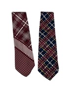 Vintage 1970s Men&#39;s Wide Neck Ties Maroon Blue Patterned - $278.12 MXN