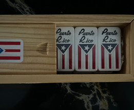 Dominoes Regular Size With Puerto Rico  Flag Design—Flag Quality Wood Box - $27.00