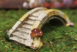 Fairy Garden Miniature Stone Bridge with Toadstool Mushroom Figurine 7&quot; L - £12.89 GBP
