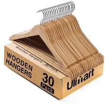 Wooden Hangers Hangers 30 Pack Wood Hangers Solid Wood Clothes Hangers With Bar  - £54.34 GBP