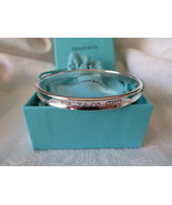 Tiffany & Co. 1997 Sterling Silver 1837 Oval Bangle Bracelet Medium Box & Pouch - $255.00