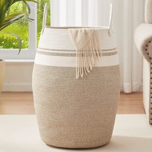 Laundry Hamper Woven Cotton Rope Large Clothes Hamper 25.6&quot; Height Tall ... - $61.74