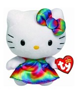 TY HELLO KITTY Large 11&quot; RAINBOW DRESS BEANIE BUDDY  New with TAGS - $280.63 MXN
