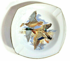 Ashtray Coin Dish 1976 Handpainted Mallard Ducks Birds in Flight Porcela... - $543.42 MXN