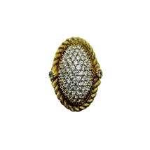 Judith Ripka Pave CZ Gold Vermeil SS Oval Rope Ring - £145.14 GBP