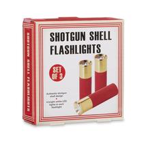 NEW Shotgun Shell LED Flashlights Set of 3 red &amp; gold 4 inches battery powered - £8.98 GBP