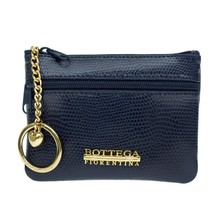 Bottega Fiorentina Italian Made Navy Lizard Print Leather Small Womens Key Case - £117.91 GBP