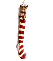 Christmas Ornament Reindeer Stocking Stuffers &amp; Red Striped Elf&#39;s Stocking resin - £7.61 GBP