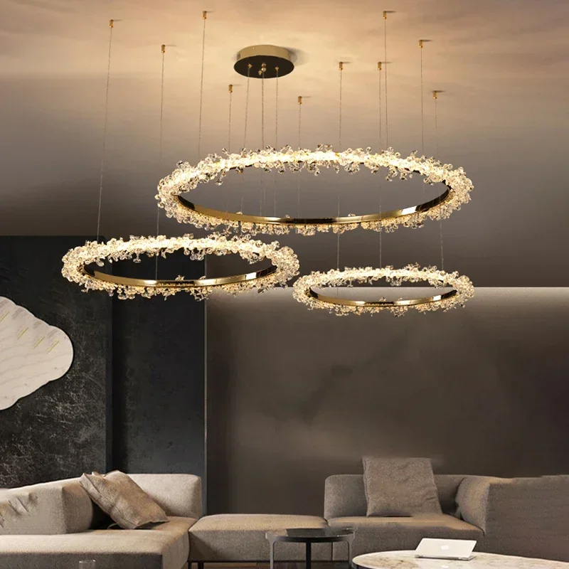 Nordic Luxury Ring Crystal Led Ceiling Chandelier Living Dining Room Hom... - $130.32+