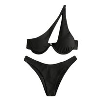 Solid Color Bikini Sets One Shoulder Beachwear Low Waist Beach Equipment... - $24.35
