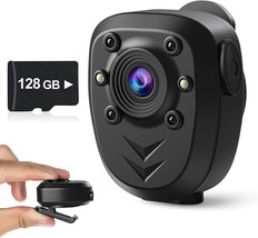 Mini Body Camera Video Recorder Built-In 128Gb Memory Card With, Security Guard - £45.61 GBP