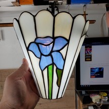 Stained Glass Iris Lilly Flower Wall Sconce Light Lamp Shade - $37.57