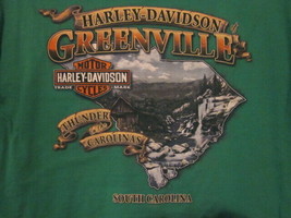 HARLEY-DAVIDSON of GREENVILLE,SC Size L Green Double-Sided Short Sleeve Tee - £17.53 GBP