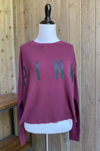PINK Vicroria&#39;s Secret XS T-Shirt Waffle Knit Logo Maroon Women&#39;s - £15.65 GBP