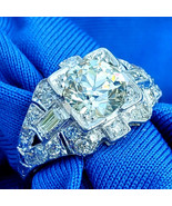 Earth mined Diamond Deco Engagement Ring 2.06 Carat Antique Platinum Solitaire - $16,715.25