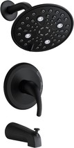 Eqloo Shower Faucet Set With Tub Spout,6 Inch 6 Spray Modes Shower, Matte Black - £102.25 GBP