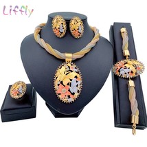 African Jewelry Sets Butterfly  Charm Necklace Earrings  Bracelet Choker Jewerly - £19.82 GBP