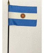 New Argentina Mini Desk Flag - Black Wood Stick Gold Top 4” X 6” - $5.00
