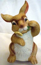 ADORABLE VINTAGE PORCELAIN BUNNY RABBIT FIGURINE ROTATING MUSIC BOX BY MANN - £15.95 GBP