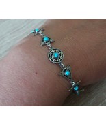 Vintage Sterling Silver Armenian Triangular Link Turquoise Bracelet - $135.18 CAD