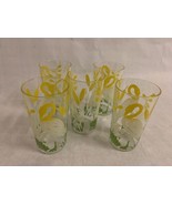 Vintage Fruit Juice Glasses, Retro Yellow Flamingo glasses, Set of 5 - £15.56 GBP