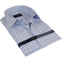 Men 100% Cotton Shirt Manschett Quesste Turkey Slim Fit 6019-02 Lilac Checkers image 2