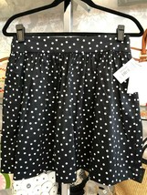 AQUA Black &amp; White Polka Dot Gathered Waist Skirt Style#14382 Sz M NWT - £56.13 GBP