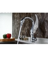Chrome Single hole Kitchen sink Swan Tall faucet Deck mount Crystal hand... - £391.49 GBP