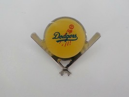 LOS ANGELES DODGERS LAPEL PIN ROUND SILVER COLOR W/ 2 BASEBALL BATS MLB ... - $14.99