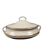 Homer Laughlin Covered Serving Bowl Gold Rim Genesee Pattern Great Accent - $29.99