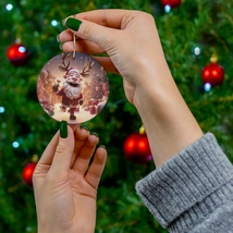 Santa Ceramic Ornament, Owl Christmas Gift For Family, Holiday Tree Decor - £6.38 GBP