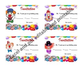 Birthday invitation card - kids birthday invitation bundle 4 versions - £4.78 GBP