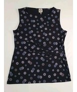 Anne Klein Black Floral Cinched Rusing Sleeveless Blouse Tank Top Sz M P... - £15.55 GBP