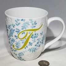 Pier One 1 Imports Ava Letter T Initial Monogram Mug Ceramic Porcelain EUC - £13.40 GBP