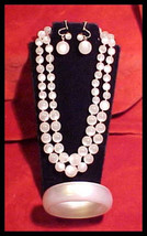 3 Piece Vintage White Thermoset Plastic Necklace Huge Bracelet Earring Moon Glow - £35.96 GBP