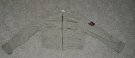 Womens Jacket Jr Girls Crop Mudd Beige Long Sleeve Zip Front Military $4... - $16.83