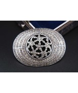 Vintage 925 Sterling Silver Marcasite Brooch – Intricate Filigree Design... - $66.00